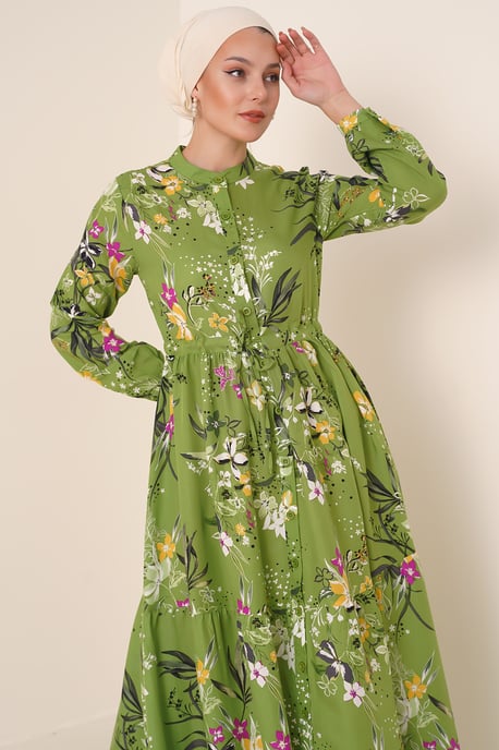 Maxikleid mit Muster und Knopfverschluss - Image 3