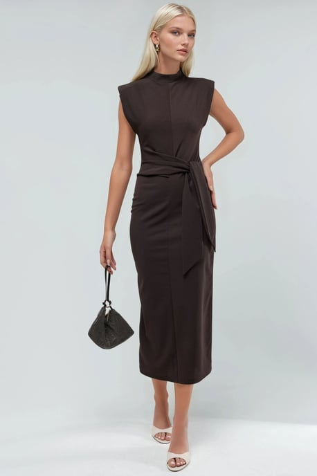 Kragen-Midi-Kleid mit aufwendiger Bindung - Image 5