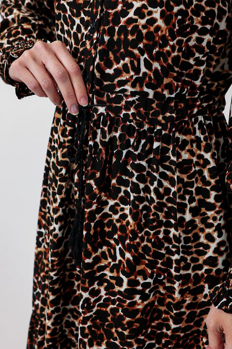 Blätterdruck Langarm Stufenmaxikleid - Image 6