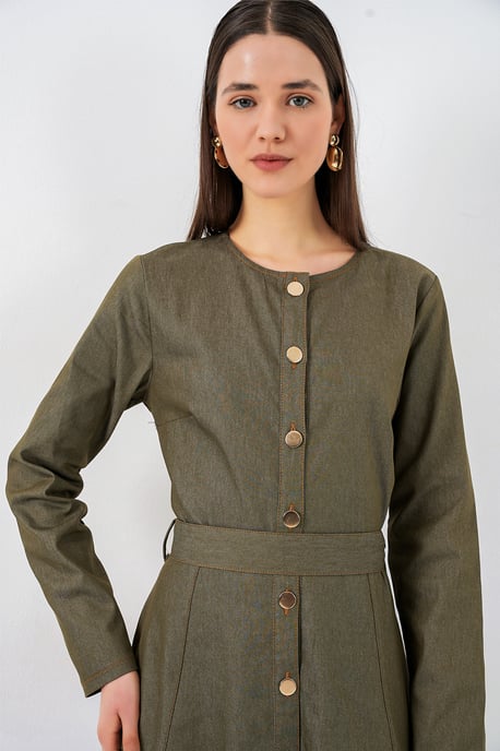 Gürteltuch Midi-Kleid - Image 2