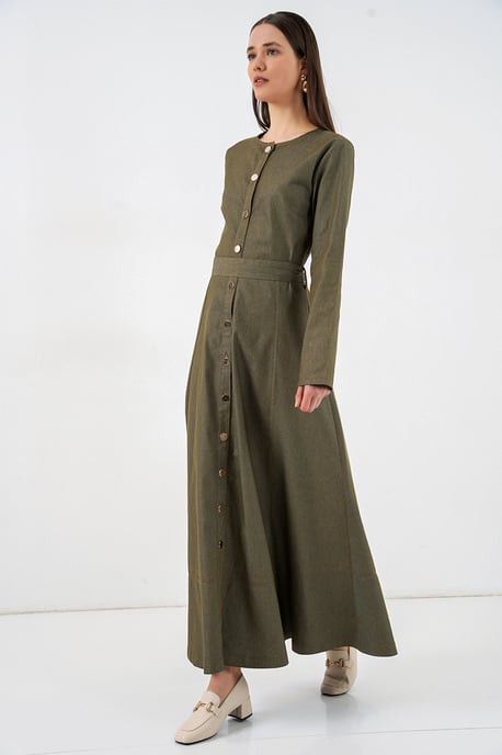 Gürteltuch Midi-Kleid - Image 3