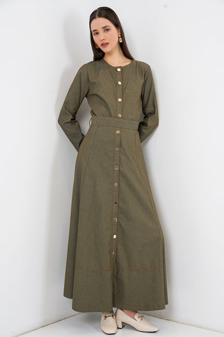 Gürteltuch Midi-Kleid - Image 4
