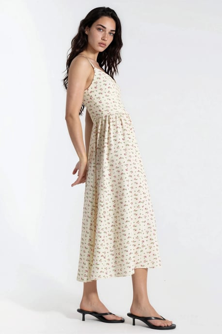 Blumenmuster Midi Kleid mit Trägern - Image 2