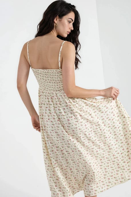 Blumenmuster Midi Kleid mit Trägern - Image 3