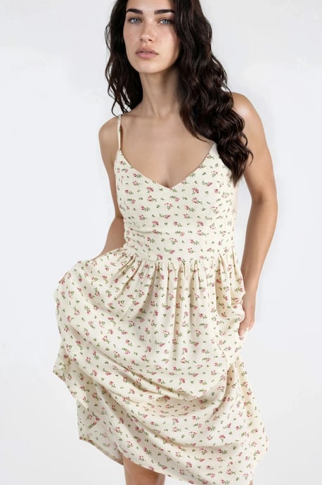 Blumenmuster Midi Kleid mit Trägern - Image 4