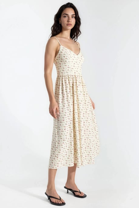 Blumenmuster Midi Kleid mit Trägern - Image 5