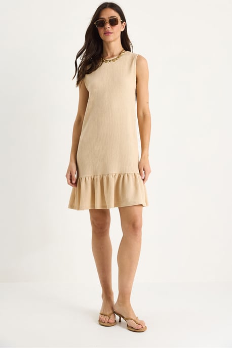 Strukturiertes Crepe-Midikleid mit Rüschendetail - Image 1