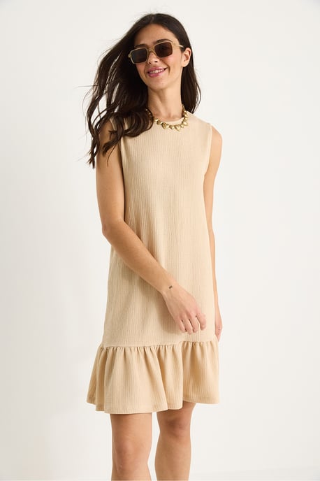 Strukturiertes Crepe-Midikleid mit Rüschendetail - Image 3