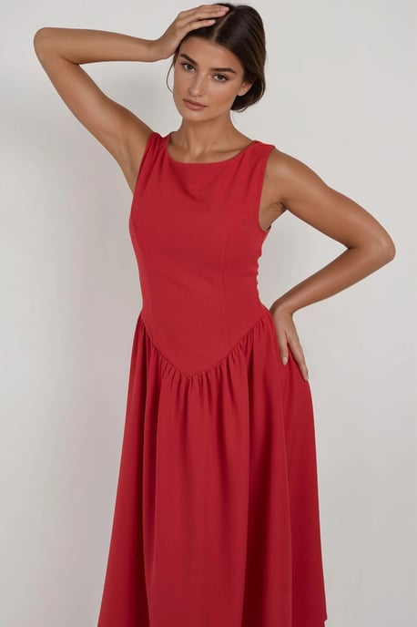 A-Form Midi Kleid mit Rundhalsausschnitt - Image 3