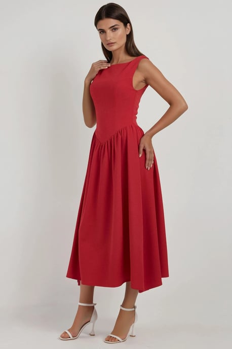 A-Form Midi Kleid mit Rundhalsausschnitt - Image 5