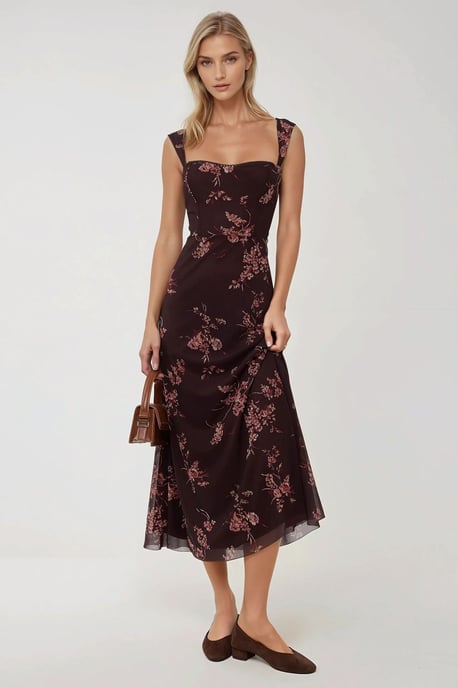 Muster Maxi-Kleid mit Herzkragen - Image 1