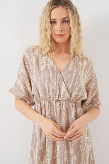 V-Ausschnitt Midi-Kleid mit Kordelzug - Image 4