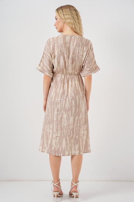 V-Ausschnitt Midi-Kleid mit Kordelzug - Image 6