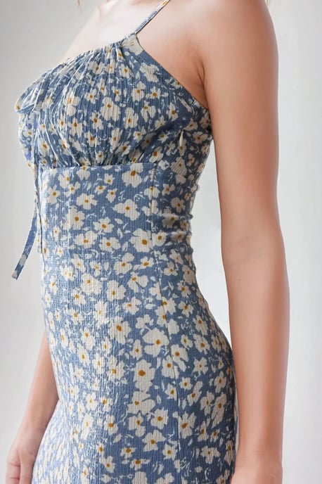 Allover Blumenmuster Bodycon Midi Kleid mit Schlitz - Image 3