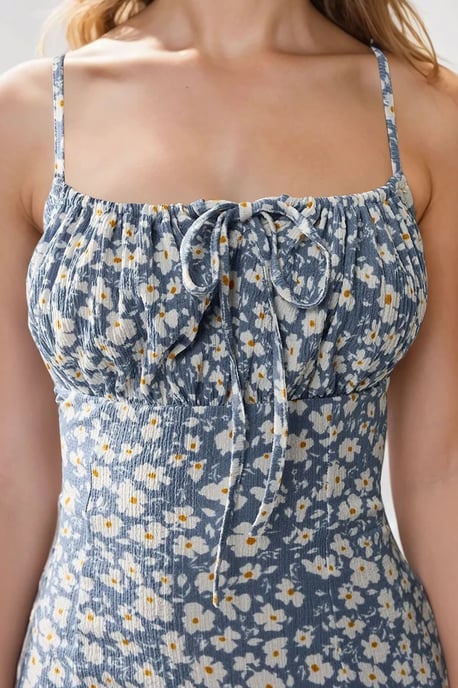 Allover Blumenmuster Bodycon Midi Kleid mit Schlitz - Image 4