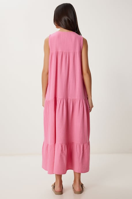 Rüschen V-Ausschnitt Midi-Kleid - Image 6