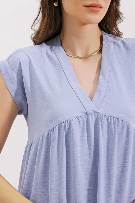 Rüschen V-Ausschnitt Midi-Kleid - Image 4