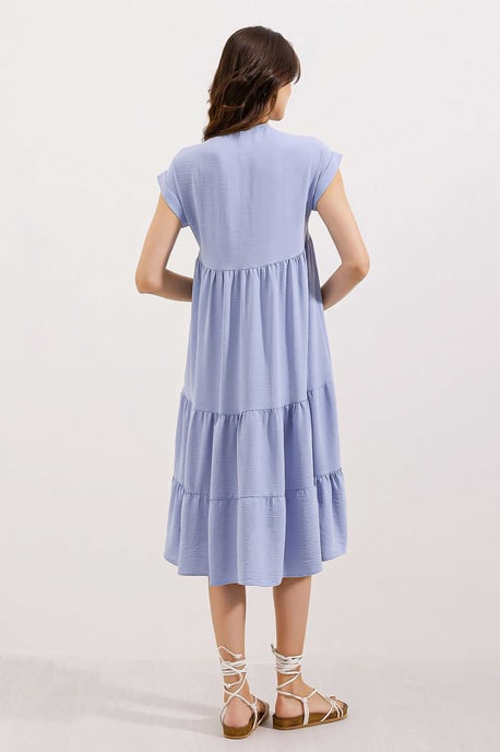 Rüschen V-Ausschnitt Midi-Kleid - Image 5