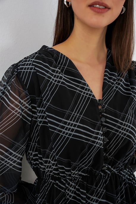 V-Ausschnitt Midi-Kleid mit Knopfverschluss - Image 5