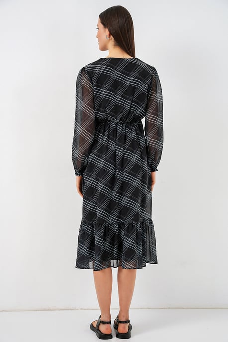 V-Ausschnitt Midi-Kleid mit Knopfverschluss - Image 6