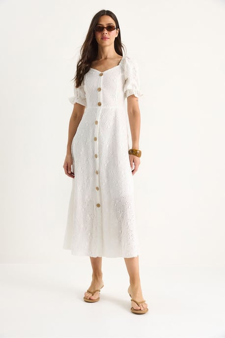 Blumen-Midi-Kleid mit quadratischem Kragen - Image 3