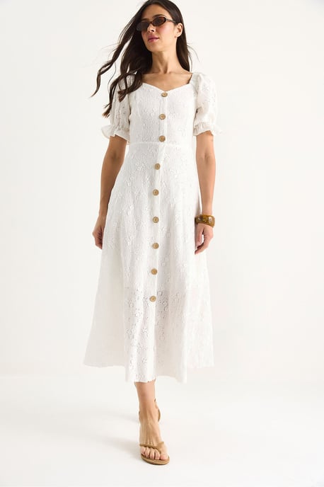 Blumen-Midi-Kleid mit quadratischem Kragen - Image 4