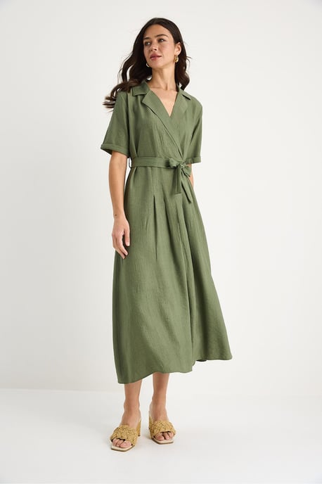 Midikleid mit Schalkragen und Gürtel - Image 2