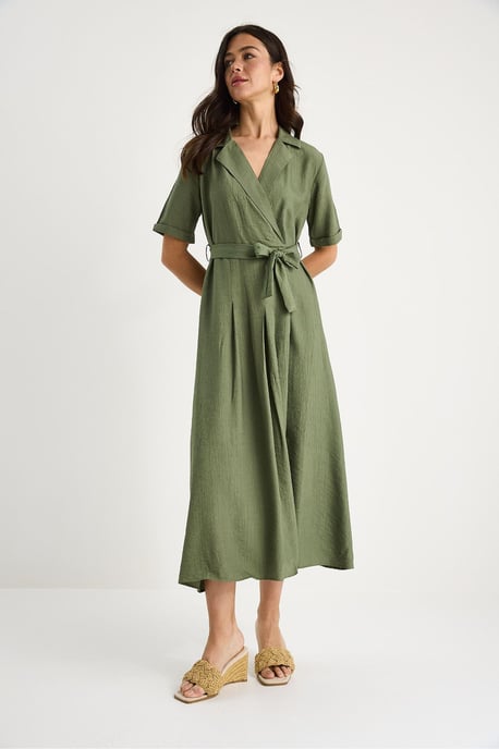 Midikleid mit Schalkragen und Gürtel - Image 3