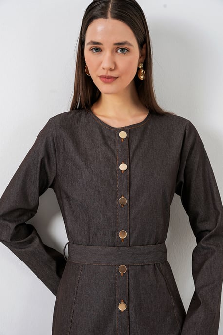 Gürteldesign Denim-Midikleid - Image 2