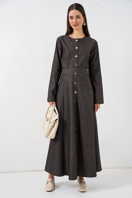 Gürteldesign Denim-Midikleid - Image 4