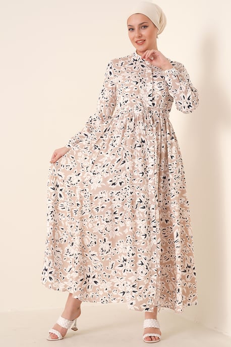 Maxikleid mit Muster und Knopfverschluss - Image 1