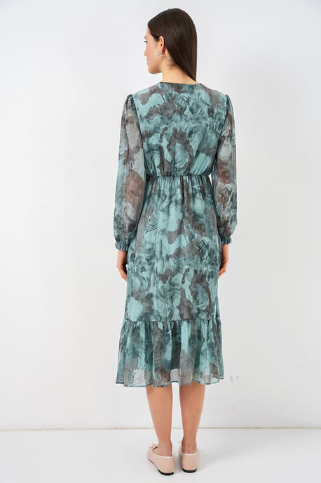 V-Ausschnitt Midi-Kleid mit Knopfverschluss - Image 6