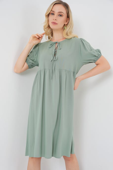 Midi Kleid mit Schleifenverschluss - Image 1
