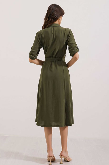 Strukturiertes Midikleid mit Schleife - Image 4
