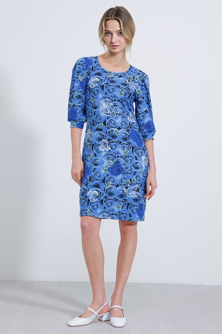 Besticktes Blumen-Midikleid mit dreiviertel Ärmeln - Image 3