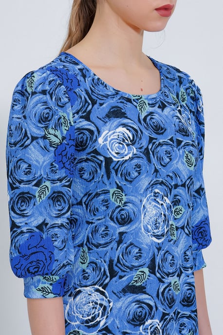 Besticktes Blumen-Midikleid mit dreiviertel Ärmeln - Image 4