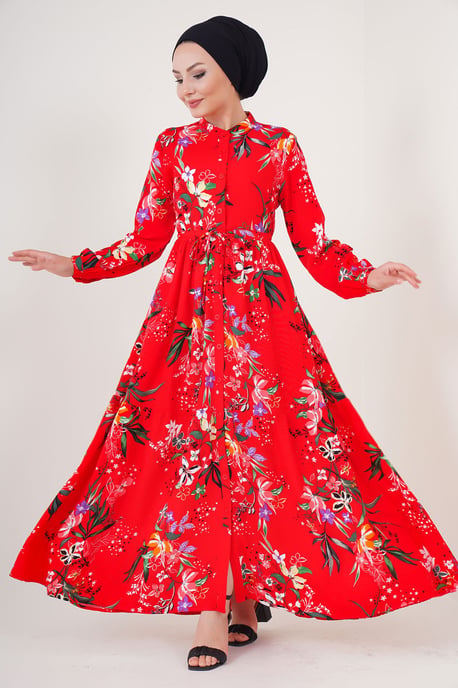 Maxikleid mit Muster und Knopfverschluss - Image 2