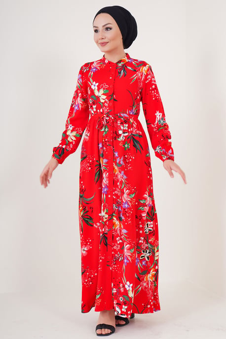 Maxikleid mit Muster und Knopfverschluss - Image 3