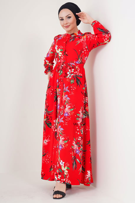 Maxikleid mit Muster und Knopfverschluss - Image 4