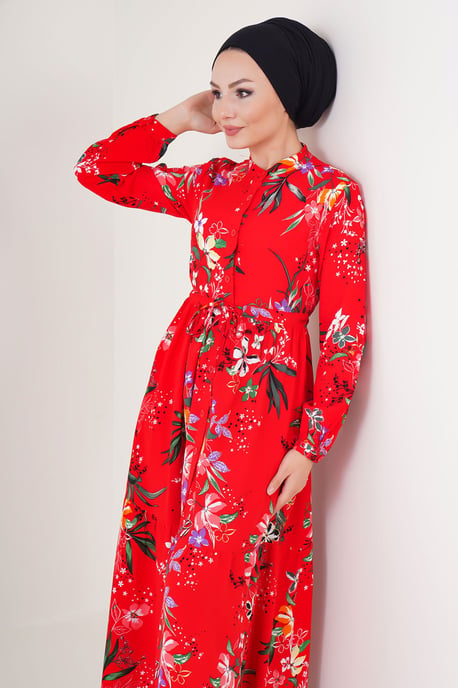 Maxikleid mit Muster und Knopfverschluss - Image 5
