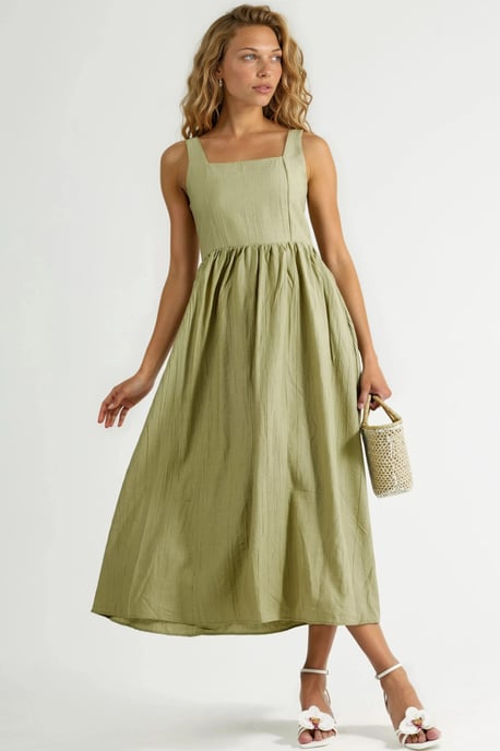Kombinierbares Midi-Kleid mit quadratischem Kragen - Image 1