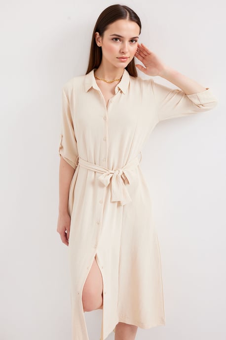 Strukturiertes Midikleid mit Schleife - Image 4