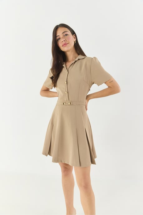 Midi-Hemdblusenkleid mit Kragen - Image 3