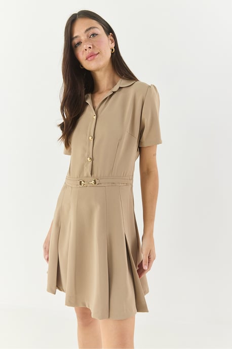 Midi-Hemdblusenkleid mit Kragen - Image 4