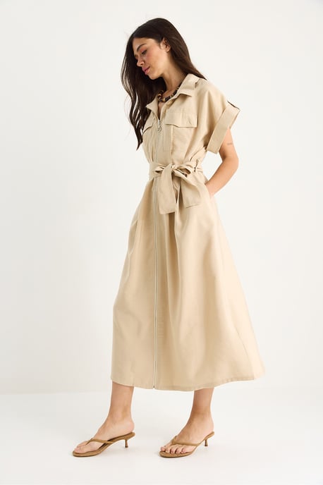 Maxi-Hemdkragenkleid mit Taschen - Image 3