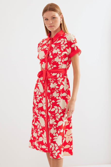 Blühendes Midi-Kleid mit Schleife - Image 1