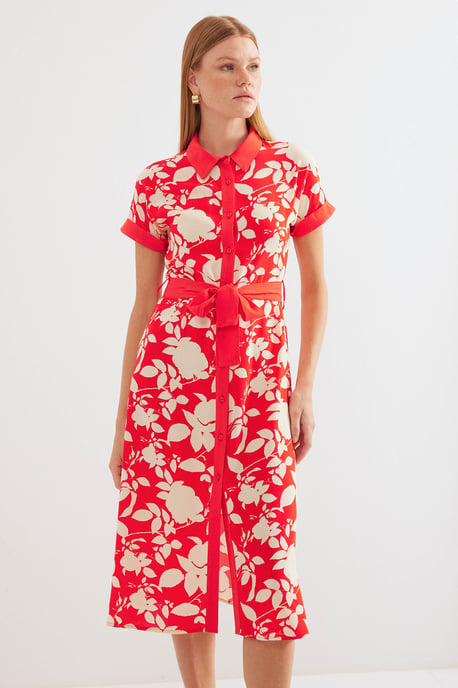 Blühendes Midi-Kleid mit Schleife - Image 2