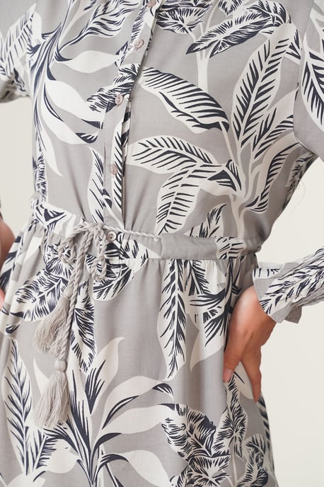 Blätterdruck Langarm Schichten-Maxikleid - Image 5