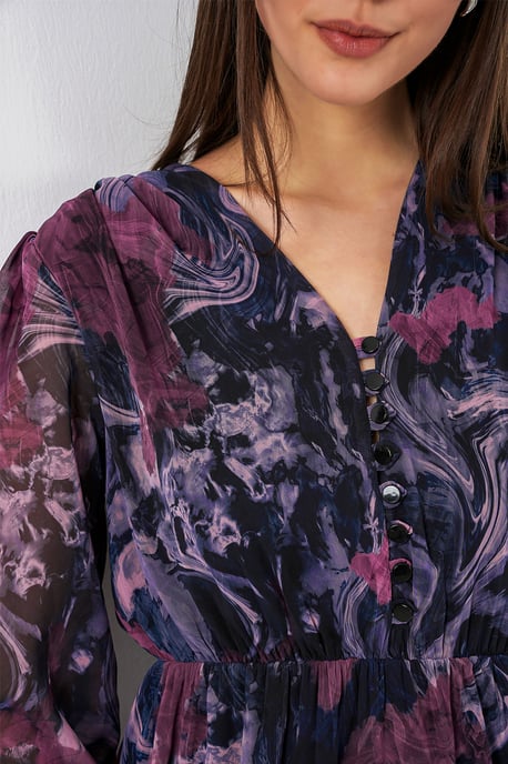 V-Ausschnitt Midi-Kleid mit Knopfverschluss - Image 5