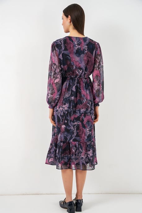 V-Ausschnitt Midi-Kleid mit Knopfverschluss - Image 6